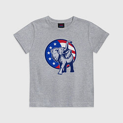 Футболка хлопковая детская USA elephant, цвет: меланж