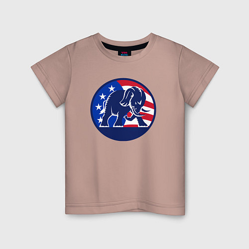 Детская футболка Слон - США / Пыльно-розовый – фото 1