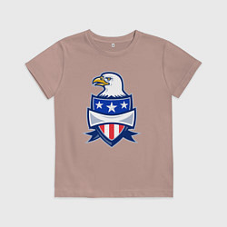 Футболка хлопковая детская Орёл и американский щит, цвет: пыльно-розовый