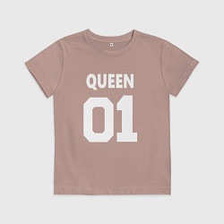 Футболка хлопковая детская Футбольная надпись 01 королева, цвет: пыльно-розовый