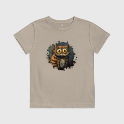 Детская футболка Большеглазый рыжий кот маслом