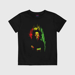 Футболка хлопковая детская Bob Marley vibe, цвет: черный