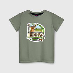 Футболка хлопковая детская Deer hunting, цвет: авокадо