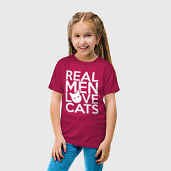 Футболка хлопковая детская Настоящие мужчины любят котиков, цвет: маджента — фото 2