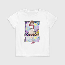 Футболка хлопковая детская Махиру Кодзуки - медуза не умеет плавать в ночи, цвет: белый