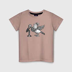 Футболка хлопковая детская Попугай певец, цвет: пыльно-розовый