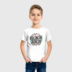 Футболка хлопковая детская Блек-джек игра, цвет: белый — фото 2