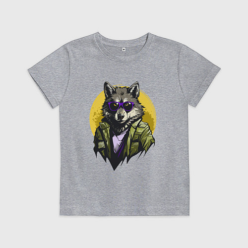 Детская футболка Брутальный волк в стиле гранж / Меланж – фото 1