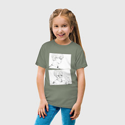 Футболка хлопковая детская Эмоции Сатору Годжо - Магическая битва, цвет: авокадо — фото 2