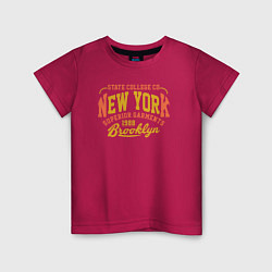 Футболка хлопковая детская New York Brooklyn, цвет: маджента
