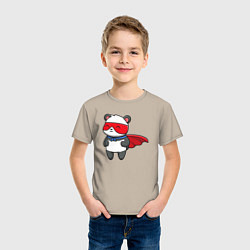 Футболка хлопковая детская Супергерой панда, цвет: миндальный — фото 2