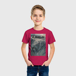 Футболка хлопковая детская Vladislav горы, цвет: маджента — фото 2