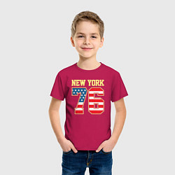 Футболка хлопковая детская New York 76, цвет: маджента — фото 2