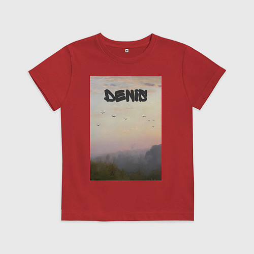 Детская футболка Denis птицы в небе / Красный – фото 1