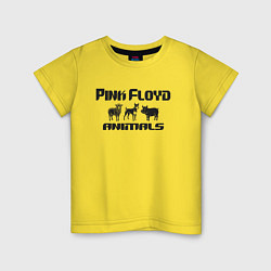 Футболка хлопковая детская Pink Floyd animals, цвет: желтый
