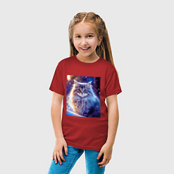 Футболка хлопковая детская Кот в снегу, цвет: красный — фото 2