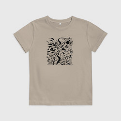 Футболка хлопковая детская Природа в стиле модерн, цвет: миндальный