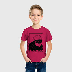 Футболка хлопковая детская Satoru gojo anime, цвет: маджента — фото 2