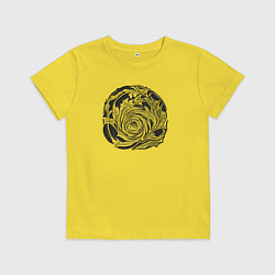 Футболка хлопковая детская Движение ветра в витках, цвет: желтый
