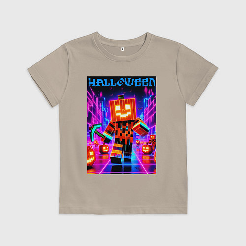 Детская футболка Halloween is coming - neon glow collaboration / Миндальный – фото 1