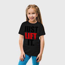 Футболка хлопковая детская Just lift it, цвет: черный — фото 2