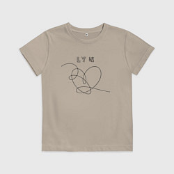 Футболка хлопковая детская BTS Love, цвет: миндальный