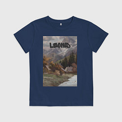 Футболка хлопковая детская Leonid деревушка, цвет: тёмно-синий