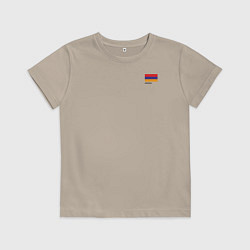 Футболка хлопковая детская Армения флаг и карта, цвет: миндальный