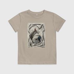 Футболка хлопковая детская Абстрактная картина Forms, цвет: миндальный
