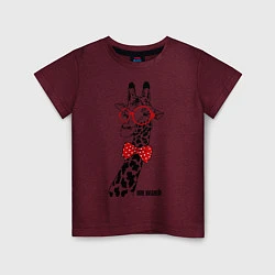Футболка хлопковая детская Жирафу видней, цвет: меланж-бордовый