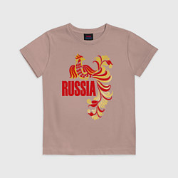 Футболка хлопковая детская Russia, цвет: пыльно-розовый
