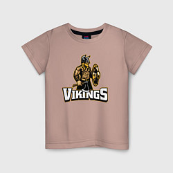 Футболка хлопковая детская Vikings team, цвет: пыльно-розовый