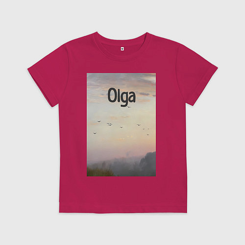 Детская футболка Olga птицы в тумане / Маджента – фото 1
