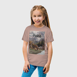 Футболка хлопковая детская Polina деревушка, цвет: пыльно-розовый — фото 2