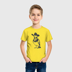 Футболка хлопковая детская Голубь ковбой, цвет: желтый — фото 2