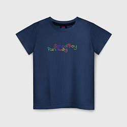 Футболка хлопковая детская Schoolboy Runaway - logo, цвет: тёмно-синий