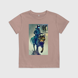 Футболка хлопковая детская Cat forces - ai art fantasy, цвет: пыльно-розовый
