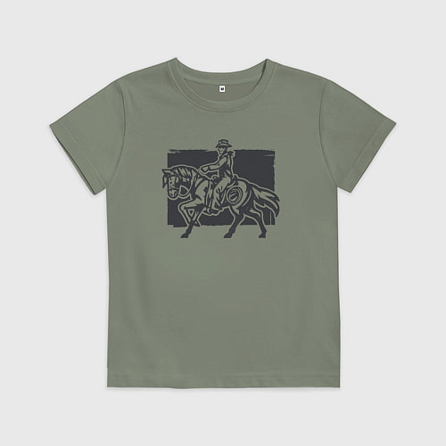 Детская футболка Ковбой на коне / Авокадо – фото 1