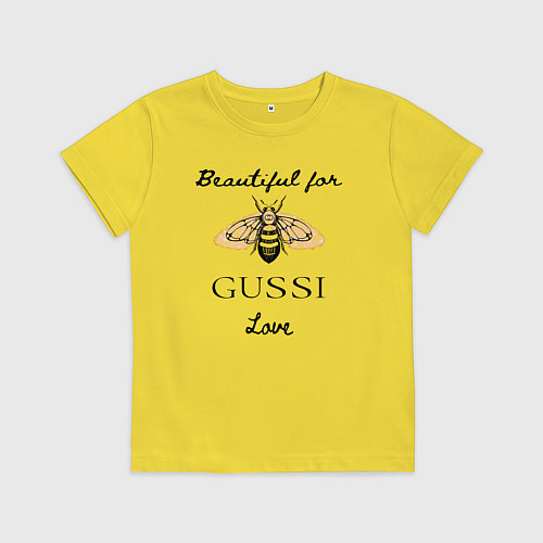 Детская футболка Гусси - пчела в стиле гучи / Желтый – фото 1