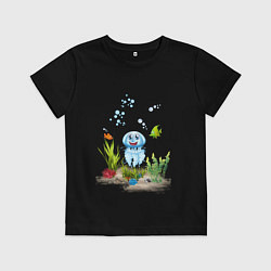Футболка хлопковая детская Жизнь на дне океана, цвет: черный