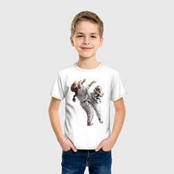 Футболка хлопковая детская Каратэ удар ногой, цвет: белый — фото 2