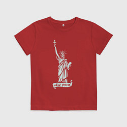 Футболка хлопковая детская Статуя свободы - Нью-Йорк, цвет: красный