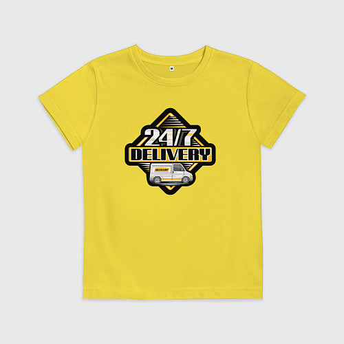 Детская футболка Водитель - Доставка круглосуточно / Желтый – фото 1