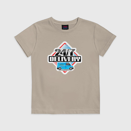 Детская футболка Круглосуточная доставка - Водитель / Миндальный – фото 1