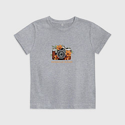 Футболка хлопковая детская Моменты осени, цвет: меланж