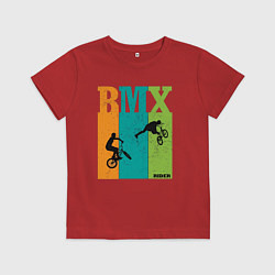 Футболка хлопковая детская BMX велосипед, цвет: красный
