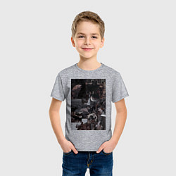 Футболка хлопковая детская Волки коллаж, цвет: меланж — фото 2