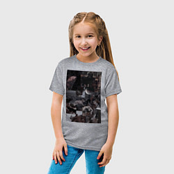Футболка хлопковая детская Волки коллаж, цвет: меланж — фото 2