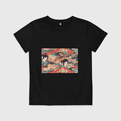 Детская футболка Японский орнамент с девушкой