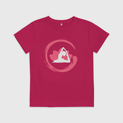 Детская футболка Йога и лотос / Маджента – фото 1